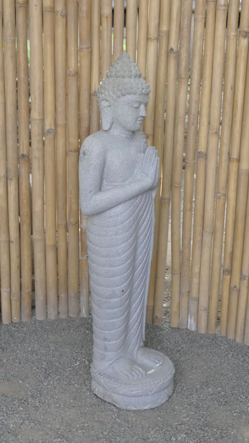  Product image 4 of the product “Standing Buddha made of Riverstone, position Namaskara , H. 120cm. ”